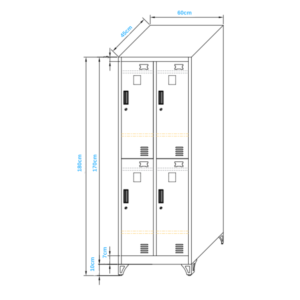 Alternative view of Locker Industrial Blanco 2 Cuerpos 4 Casilleros 180x60x45 cm