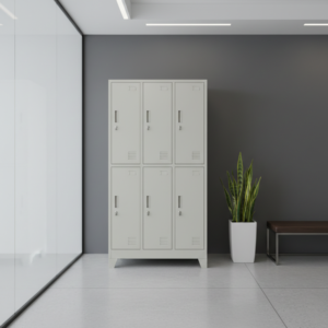 Alternative view of Locker Industrial Blanco 3 Cuerpos 6 Casilleros 180x90x45 cm