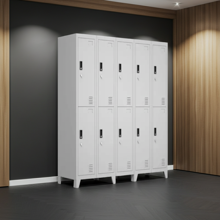 Locker Industrial Blanco 5 Cuerpos 10 Casilleros 180x150x45 cm - Imagen 2